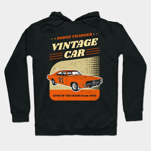 Hazzard Vintage Car General Lee Dodge Charger Hoodie by TEEWEB